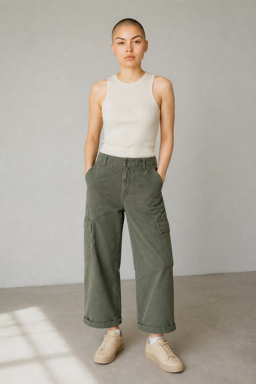 Abercrombie & Fitch Women’s Sz 30 Short Cargo Wide Leg Pants Olive Green